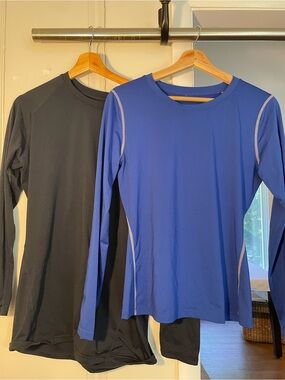🔥 DEVOPS Performance Long Sleeve Athletic Tops – 2 Pack Black & Blue